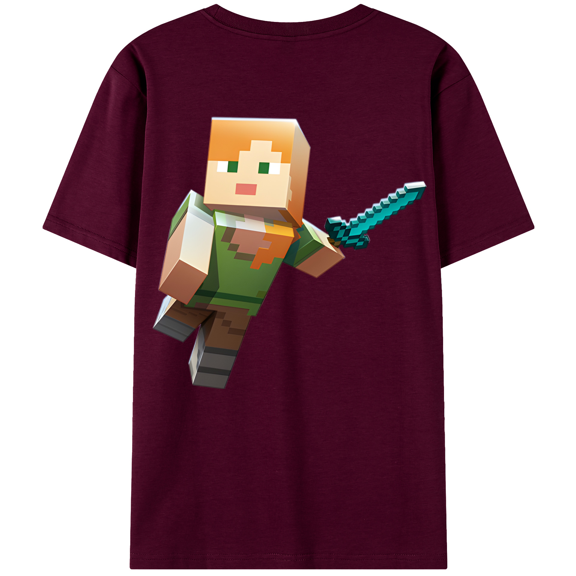 （画像用） マインクラフト ブロックの世界 Minecraft MC Block world レディース半袖Tシャツ(バックプリント)
